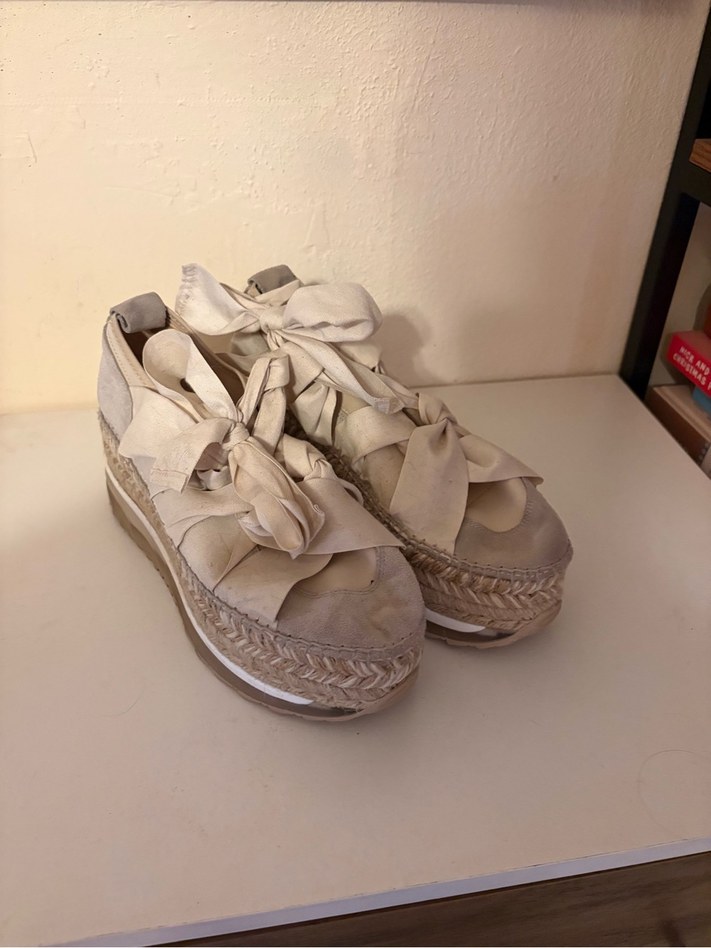 Free People Cream Espadrilles with Bow Detail